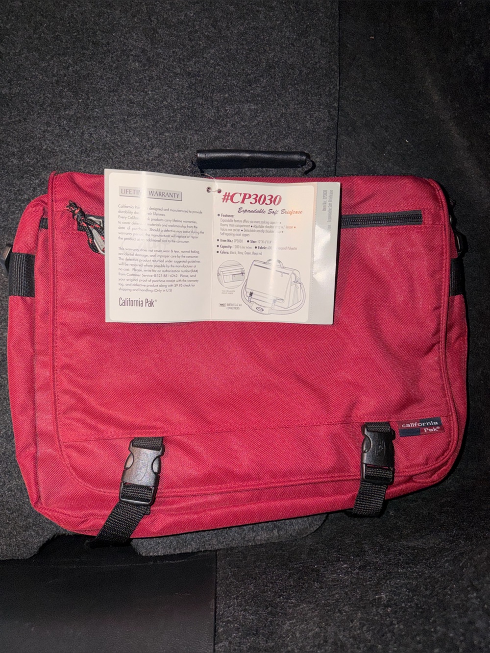 Red Laptop Messenger Bag with Secure Buckle Closure